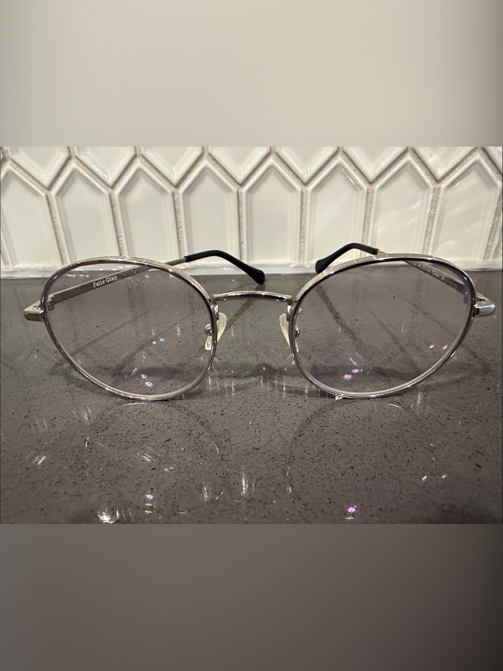 Round Metal Eyeglasses with Light Tinted Lenses